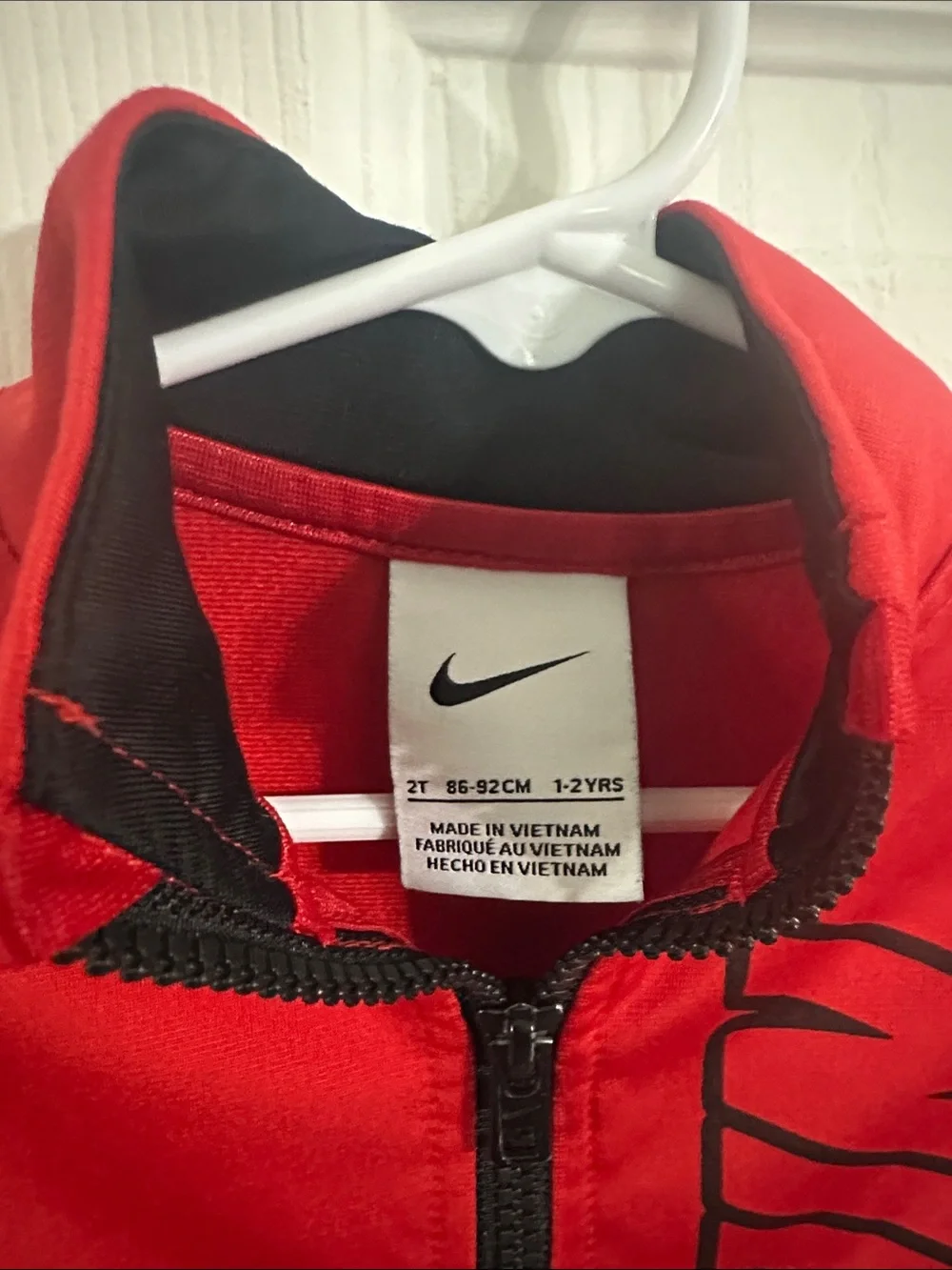 Nike Red and Black Youth Zip-Up Jacket with Bold Logo